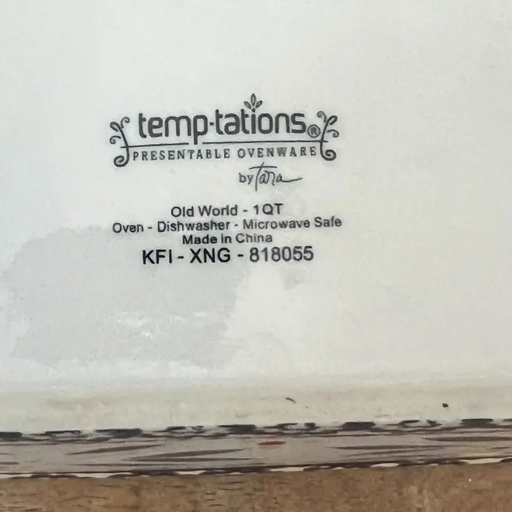 Temptations By Tara Old World Blue Floral Baking Dishes 1 & 1.5 Quart
